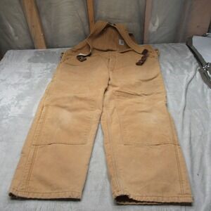 Carhartt R02 Bibs Mens 50x28 Brown Quilt Lined Duck Bib Overalls Work VTG USA